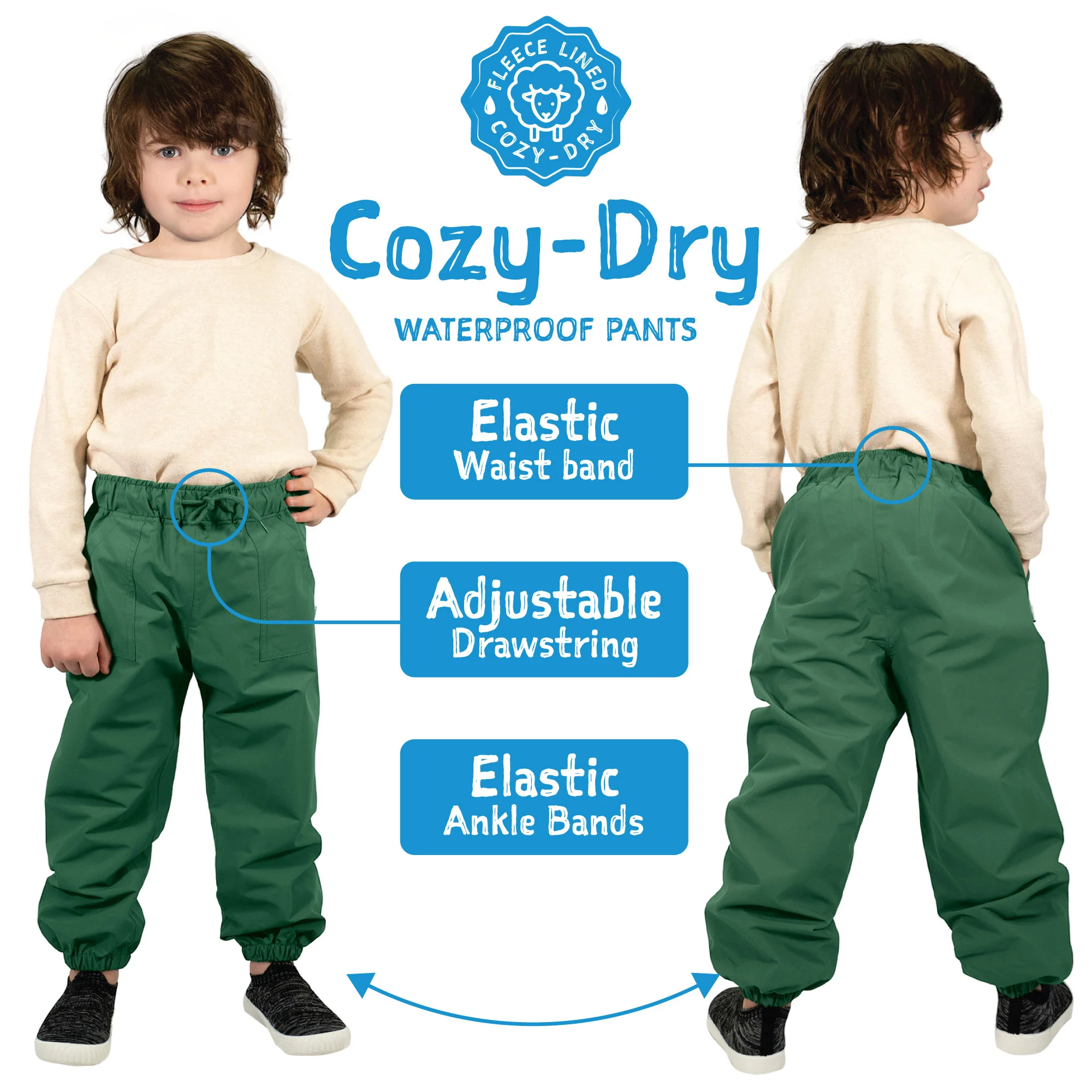 Jan & Jul Jan & Jul Fleece Lined Rain Pants Dusty Blue
