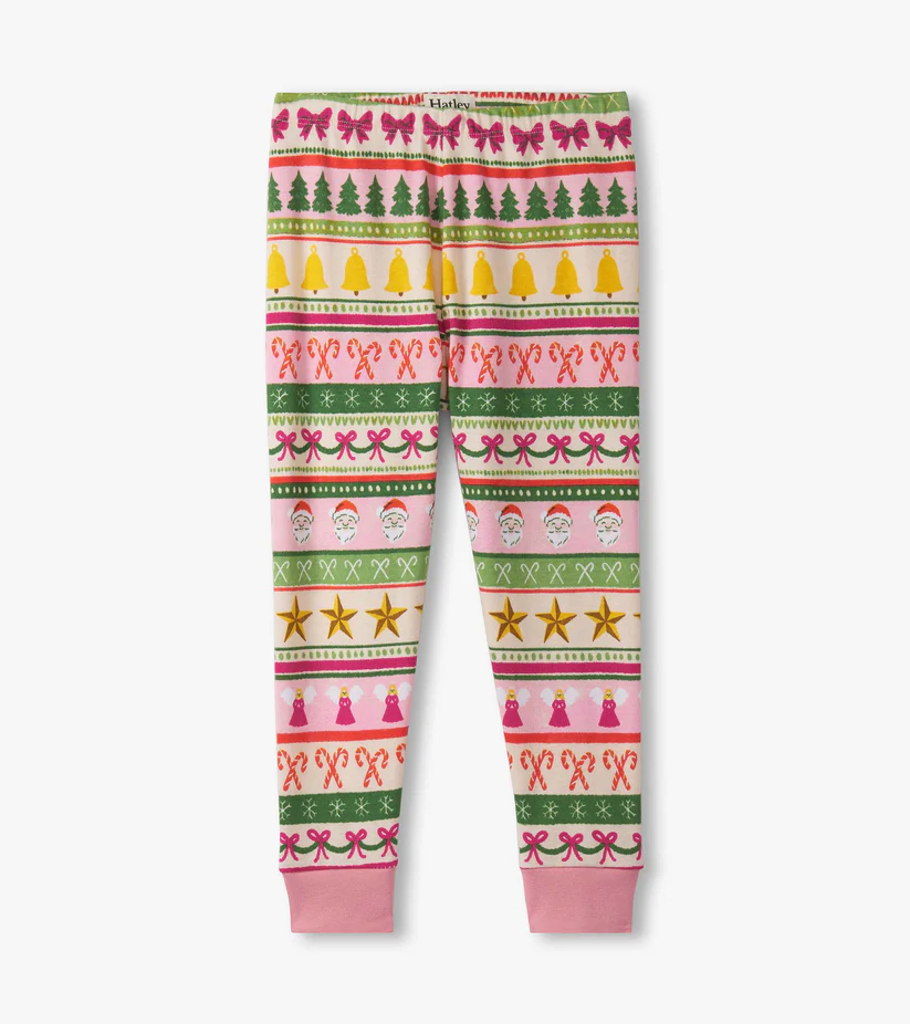 Hatley Hatley Cotton Pajama Set Pink Fun Fair Isle
