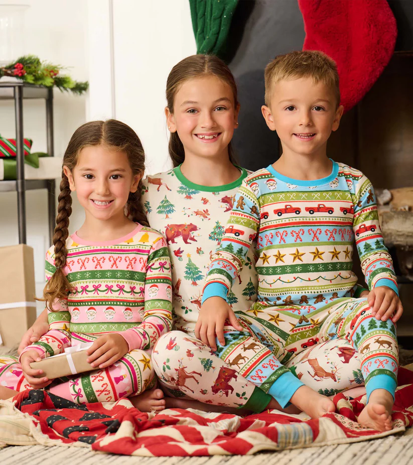 Hatley Hatley Cotton Pajama Set Blue Fun Fair Isle