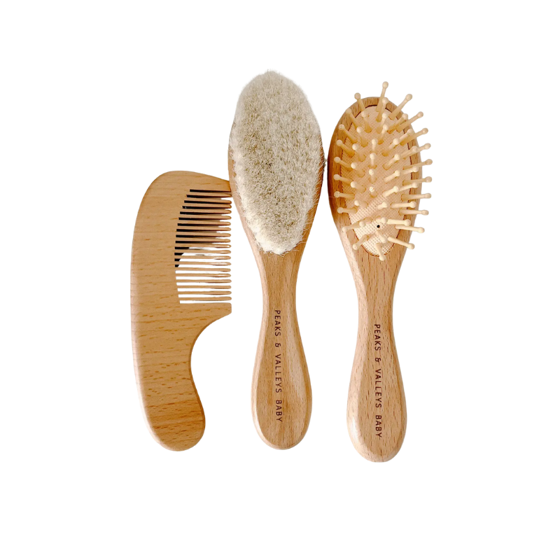 Peaks & Valleys Baby Peaks & Valleys Baby 3Pc Wooden Hair Brush Set