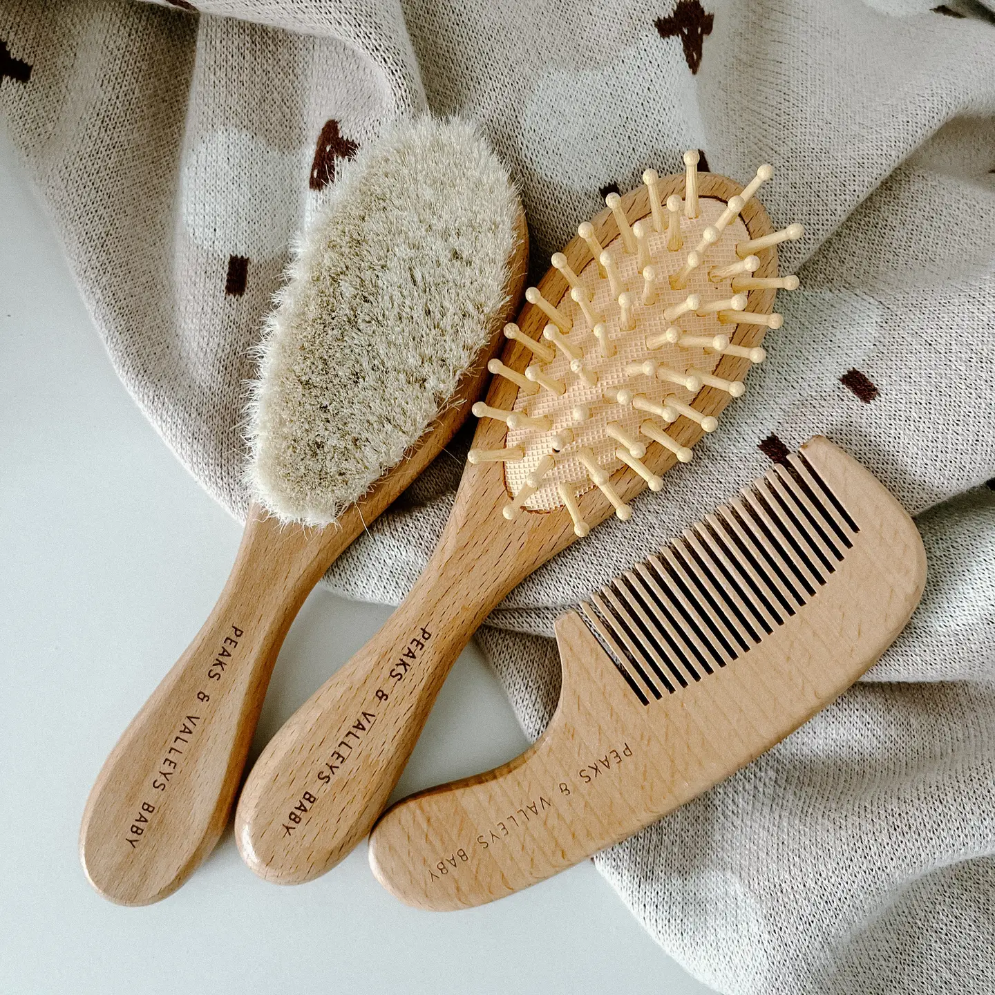 Peaks & Valleys Baby Peaks & Valleys Baby 3Pc Wooden Hair Brush Set
