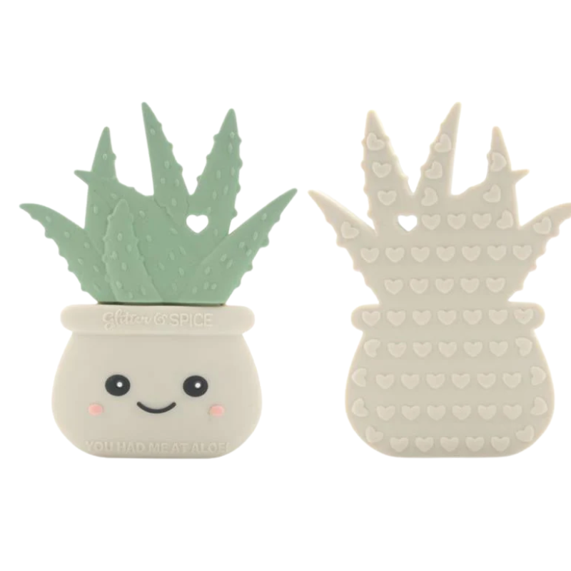 Glitter & Spice Glitter & Spice Teether Aloe Plant Sandy Grey