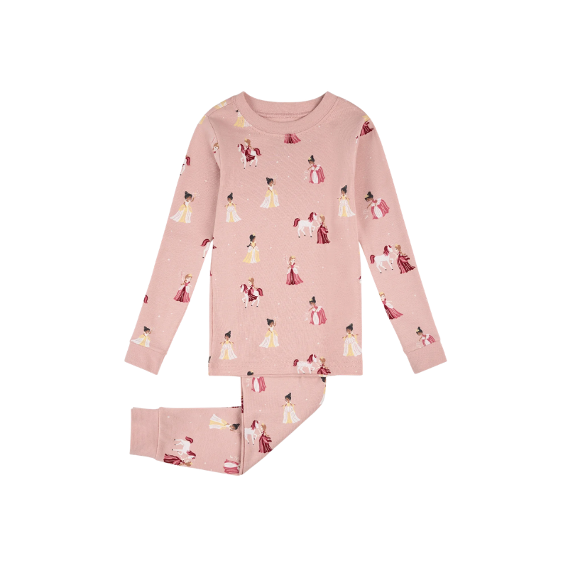 Petit Lem Petit Lem 2PC L/S Pajamas AOP Princesses Pink