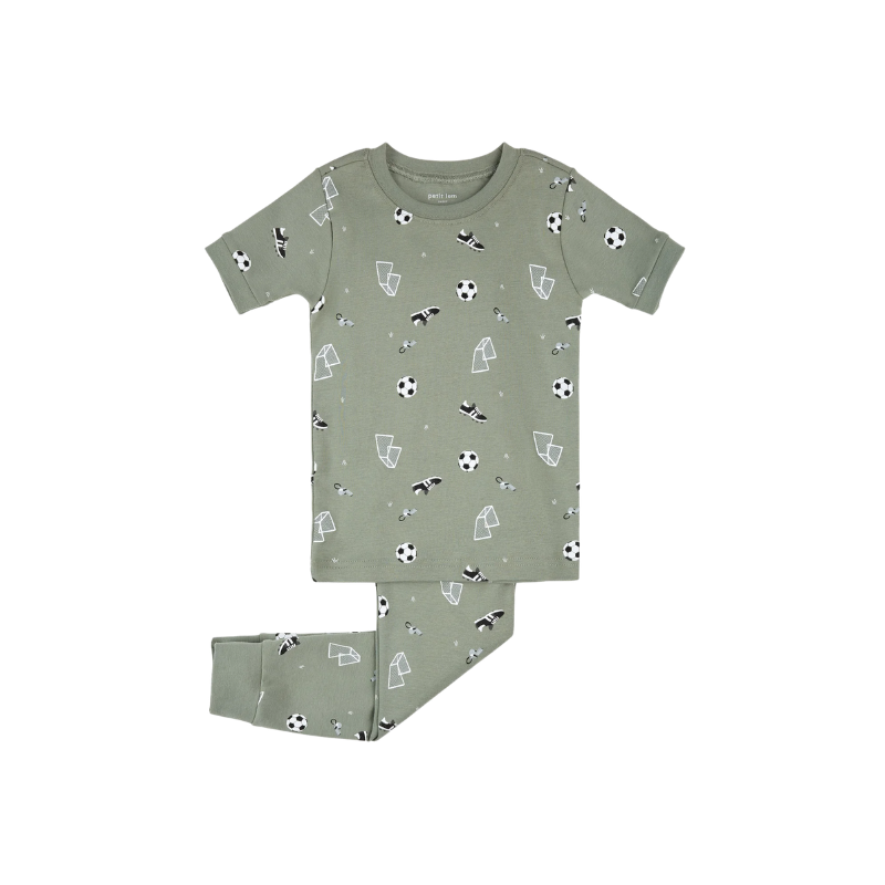 Petit Lem Petit Lem 2PC T-shirt Pajamas AOP Soccer Dark Green