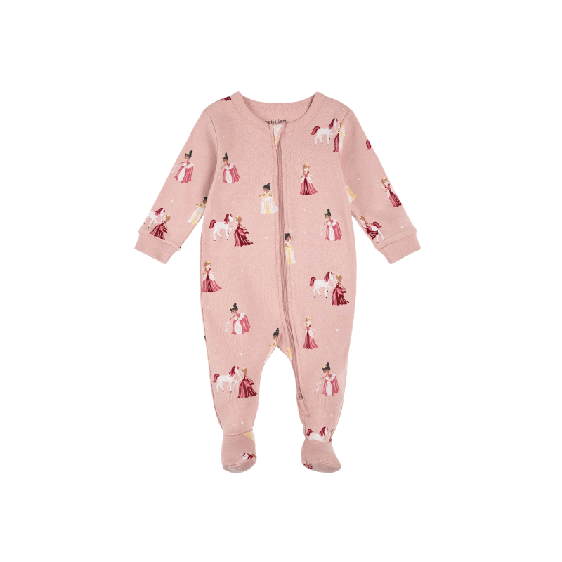 Petit Lem Petit Lem Foot Sleeper Knit AOP Princesses Pink