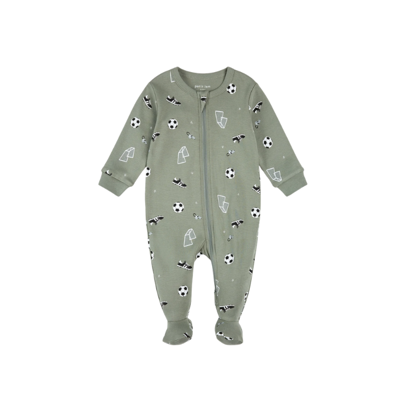 Petit Lem Petit Lem Foot Sleeper Knit AOP Soccer Dark Green