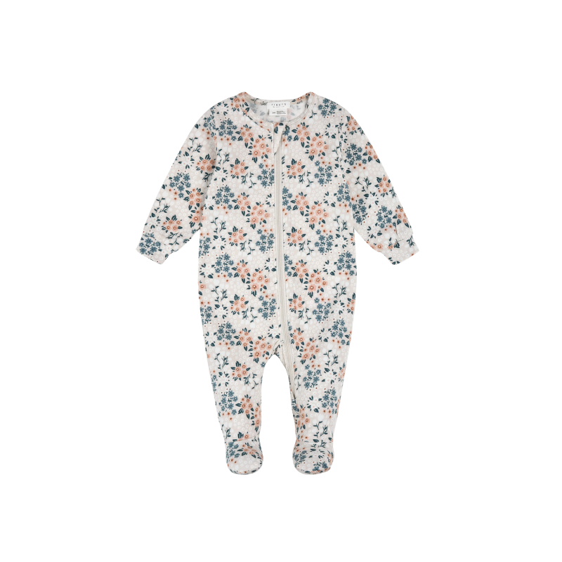Petit Lem Petit Lem Footed Sleeper Knit AOP Floral Beige