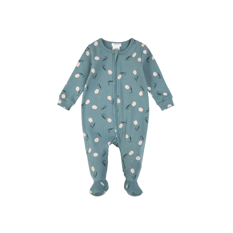 Petit Lem Petit Lem Footed Sleeper Knit AOP Teal
