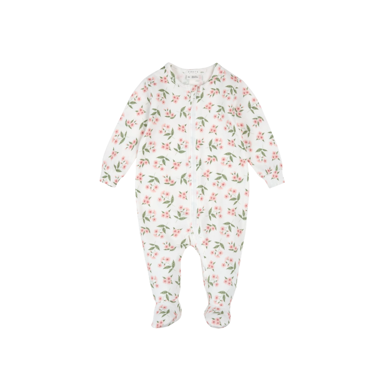 Petit Lem Petit Lem Footed Sleeper Knit AOP Floral Off White