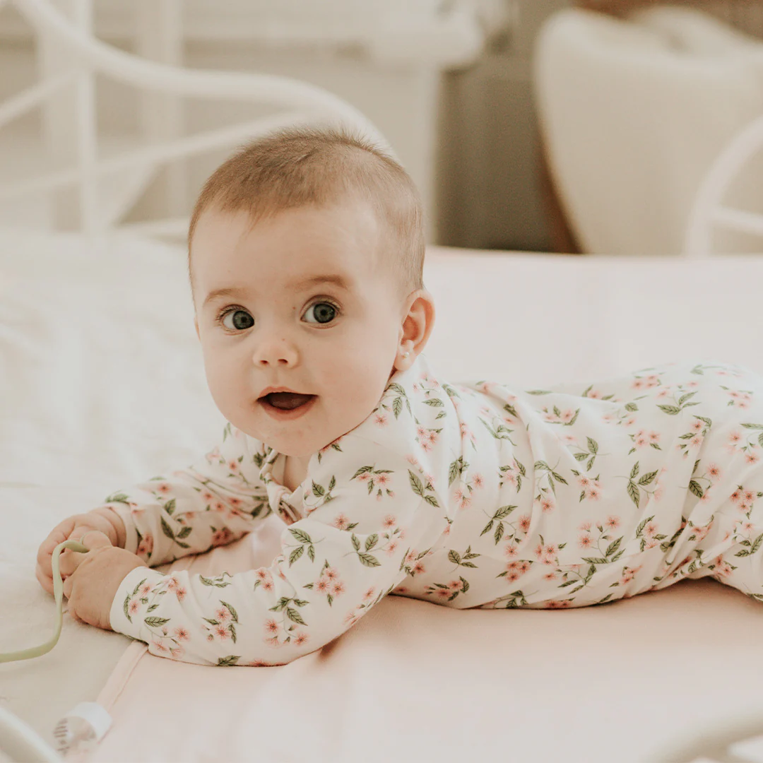 Petit Lem Petit Lem Footed Sleeper Knit AOP Floral Off White