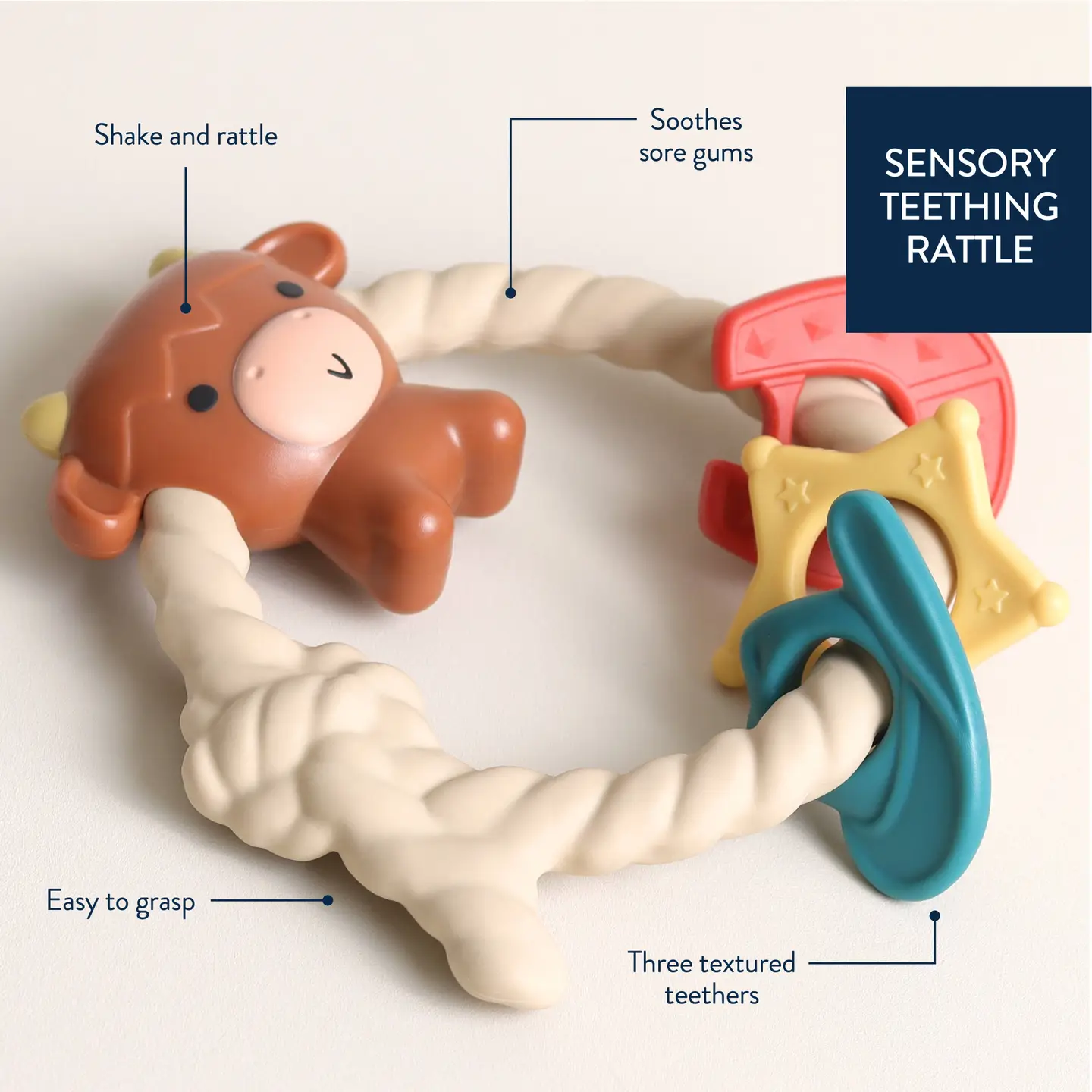 Itzy Ritzy Itzy Ritzy Rattle Silicone Teether Highland Cow 3M+