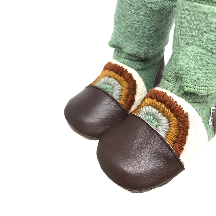 Nooks Nooks Felted Wool Booties Embroidered Good Vibes