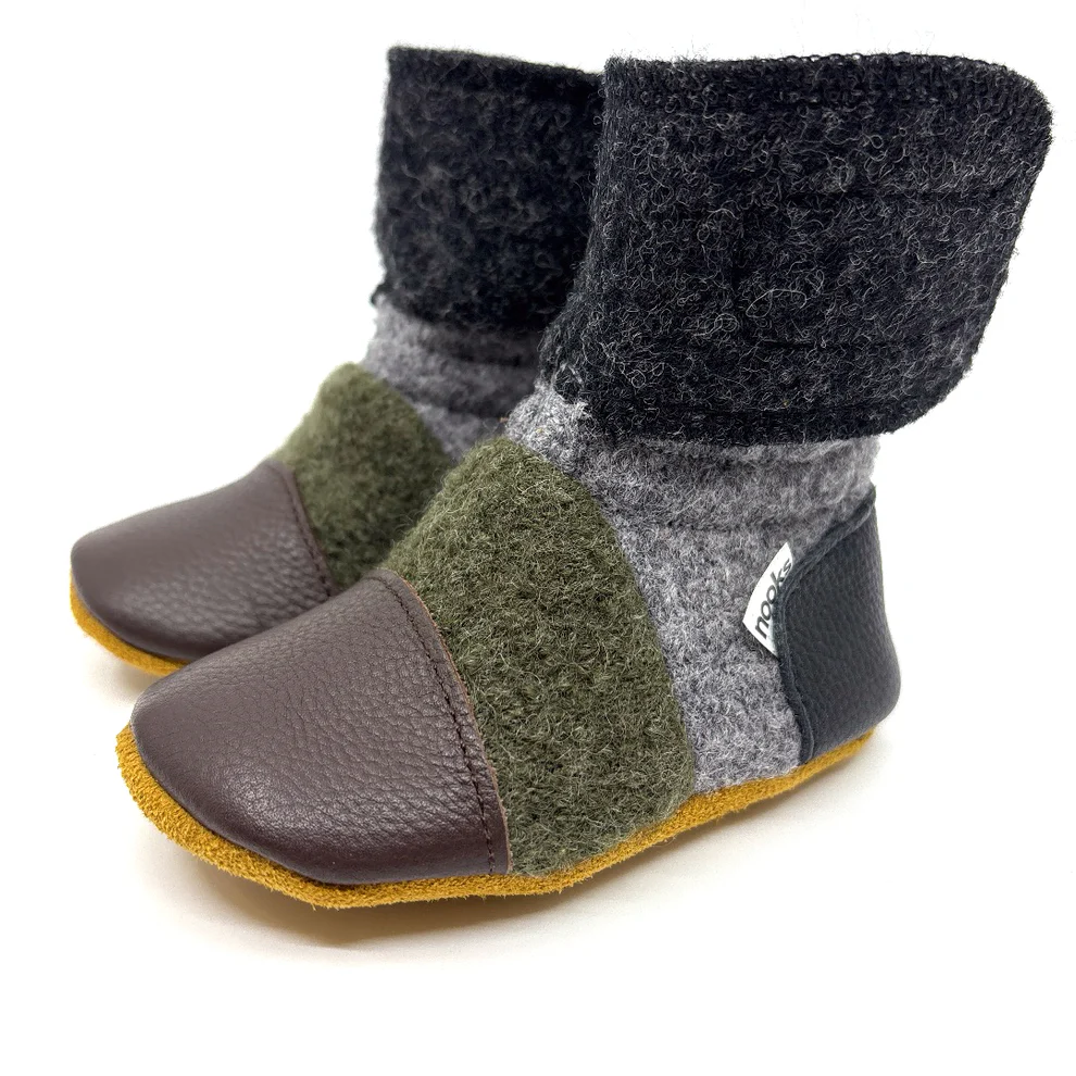 Nooks Nooks Felted Wool Booties Kelp