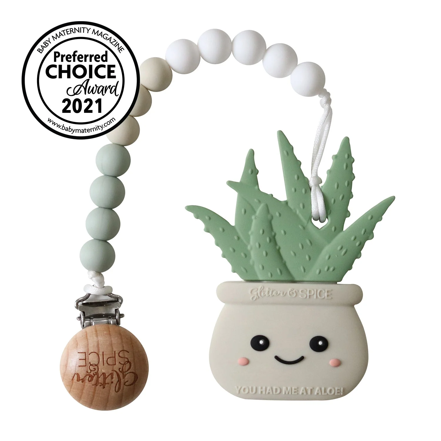 Glitter & Spice Glitter & Spice Teether Aloe Plant Sandy Grey