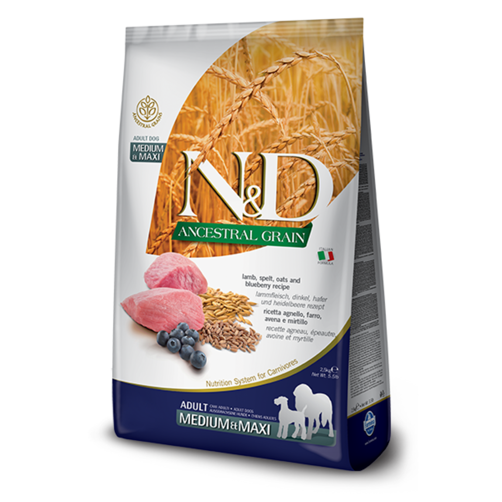 Farmina Farmina N&D Dog Ancestral Grain Lamb & Blueberry Medium/Maxi 5.5lb