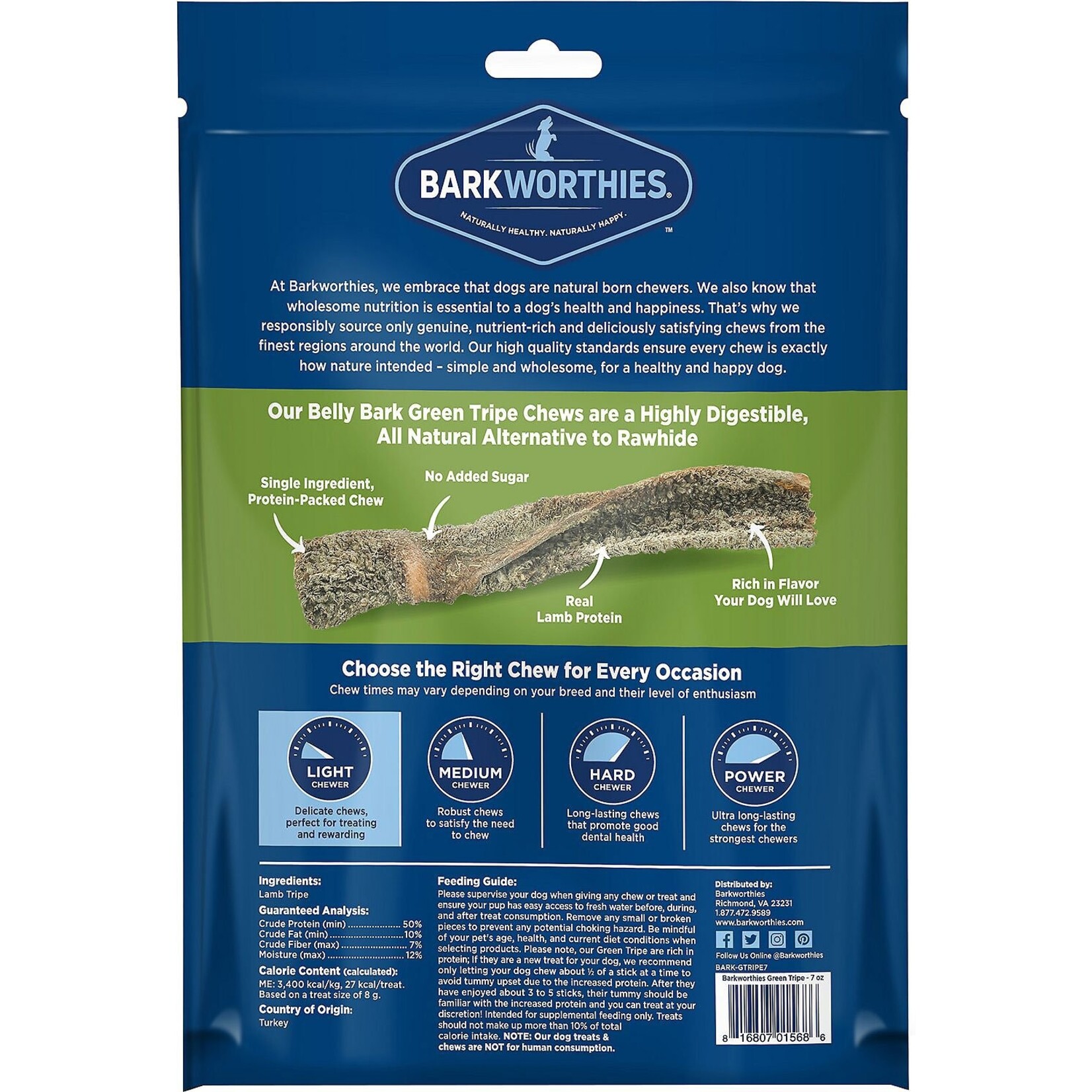 Barkworthies Barkworthies Green Tripe Stick 7oz