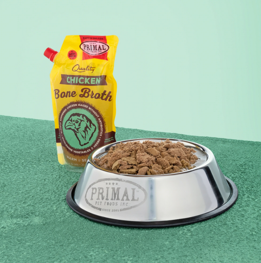 Primal Frozen Bone Broth Chicken Long Dog Fat Cat