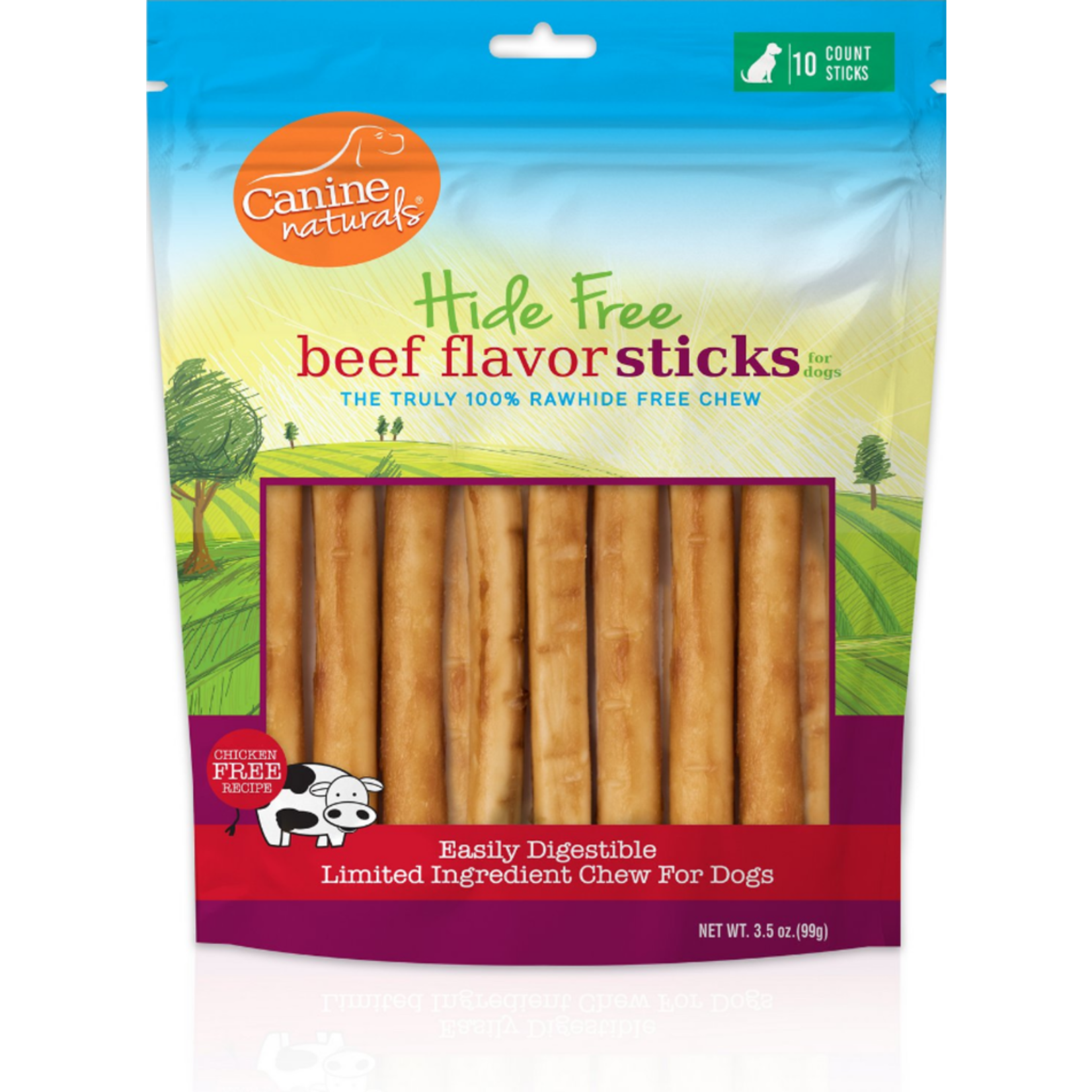 Canine Naturals Hide Free Sticks Beef 10pk