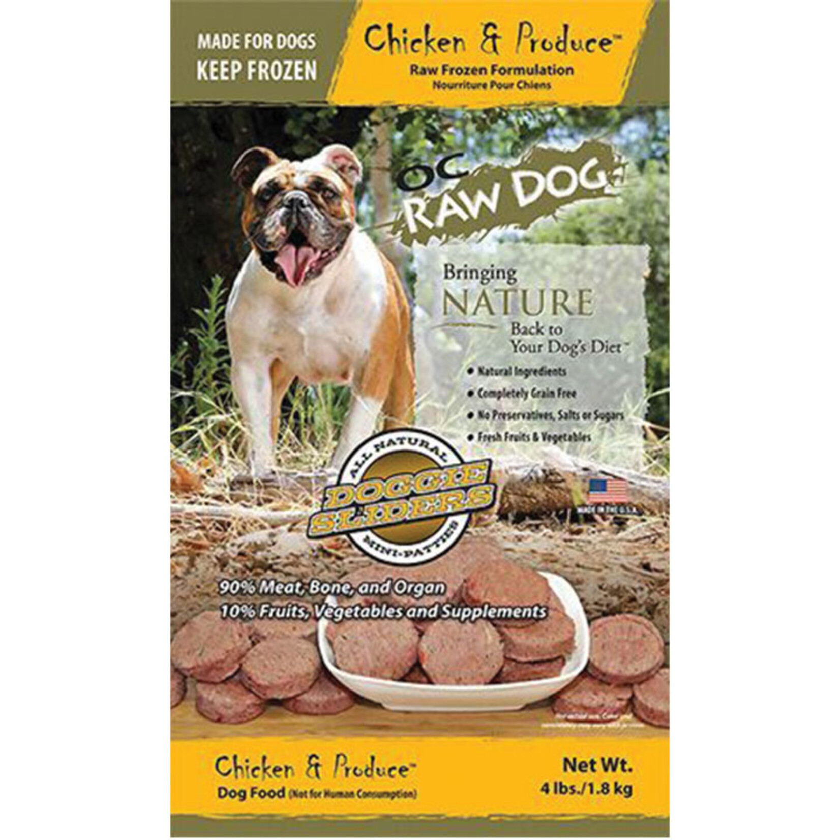 OC Raw OC Raw Frozen Sliders Chicken & Produce 4lb