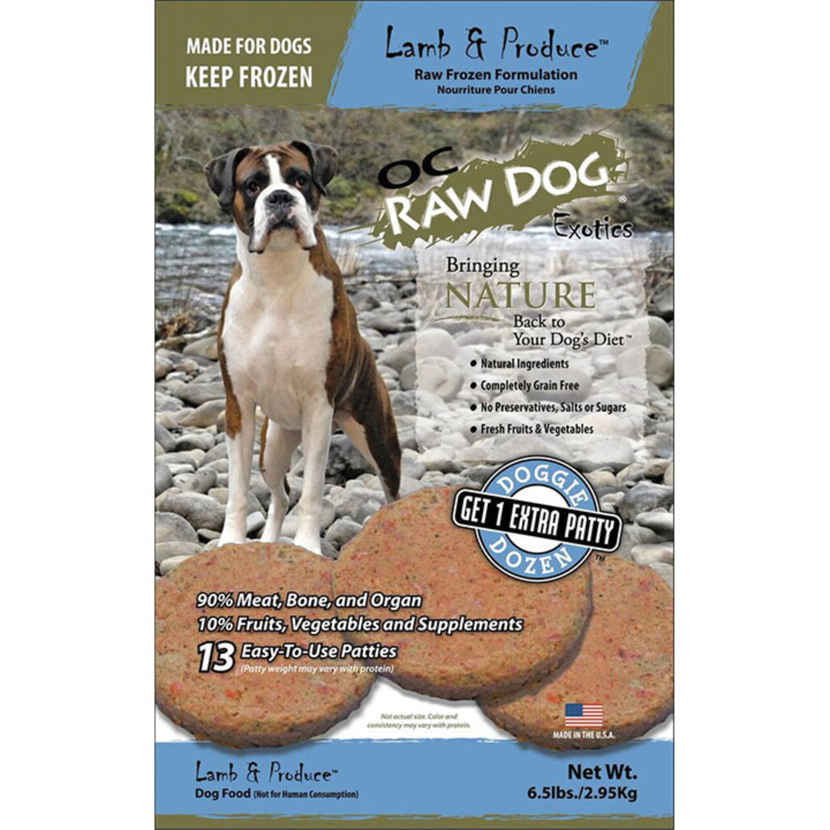 OC Raw OC Raw Frozen Patties Lamb & Produce 6lb