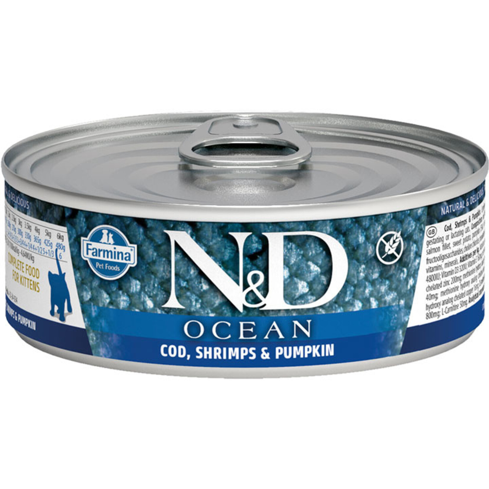 Farmina Farmina N&D Cat Ocean Cod Shrimp & Pumpkin Kitten Can 2.8oz 24ct