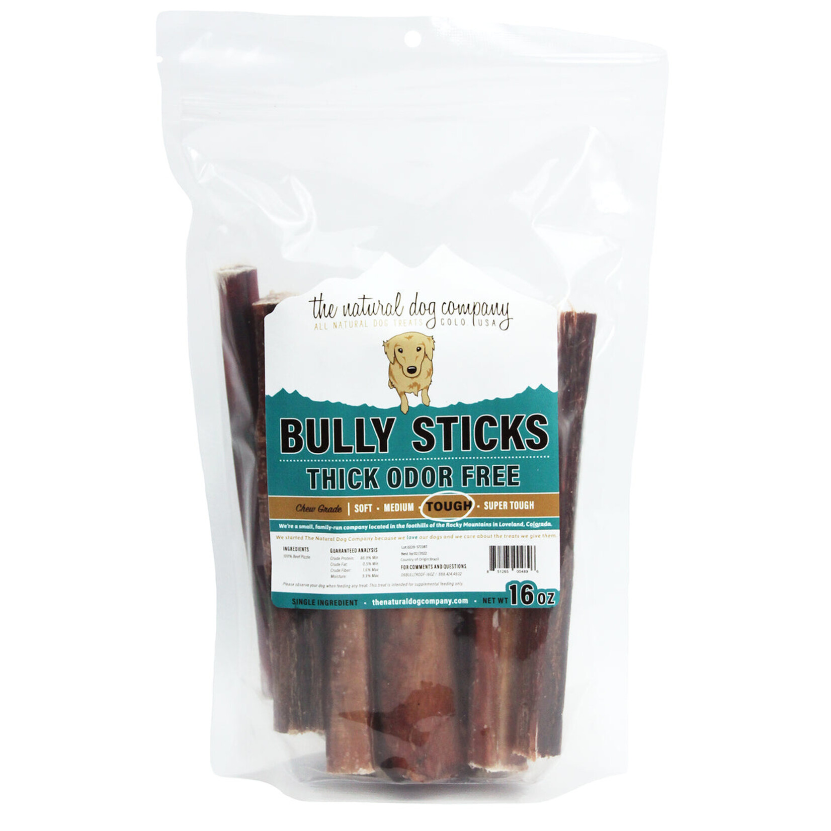 The Natural Dog Company NDC Odor Free Thick Bully Sticks 6" 1lb