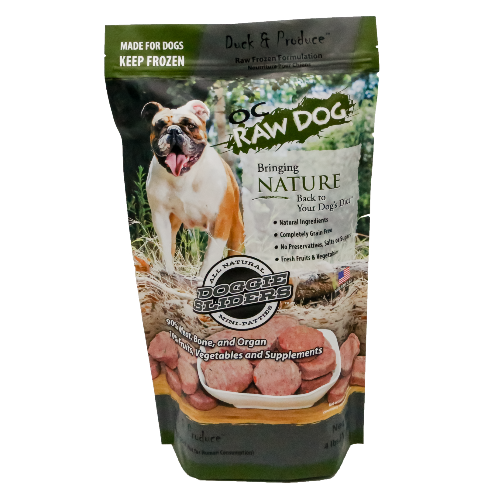 OC Raw OC Raw Frozen Sliders Duck & Produce 4lb