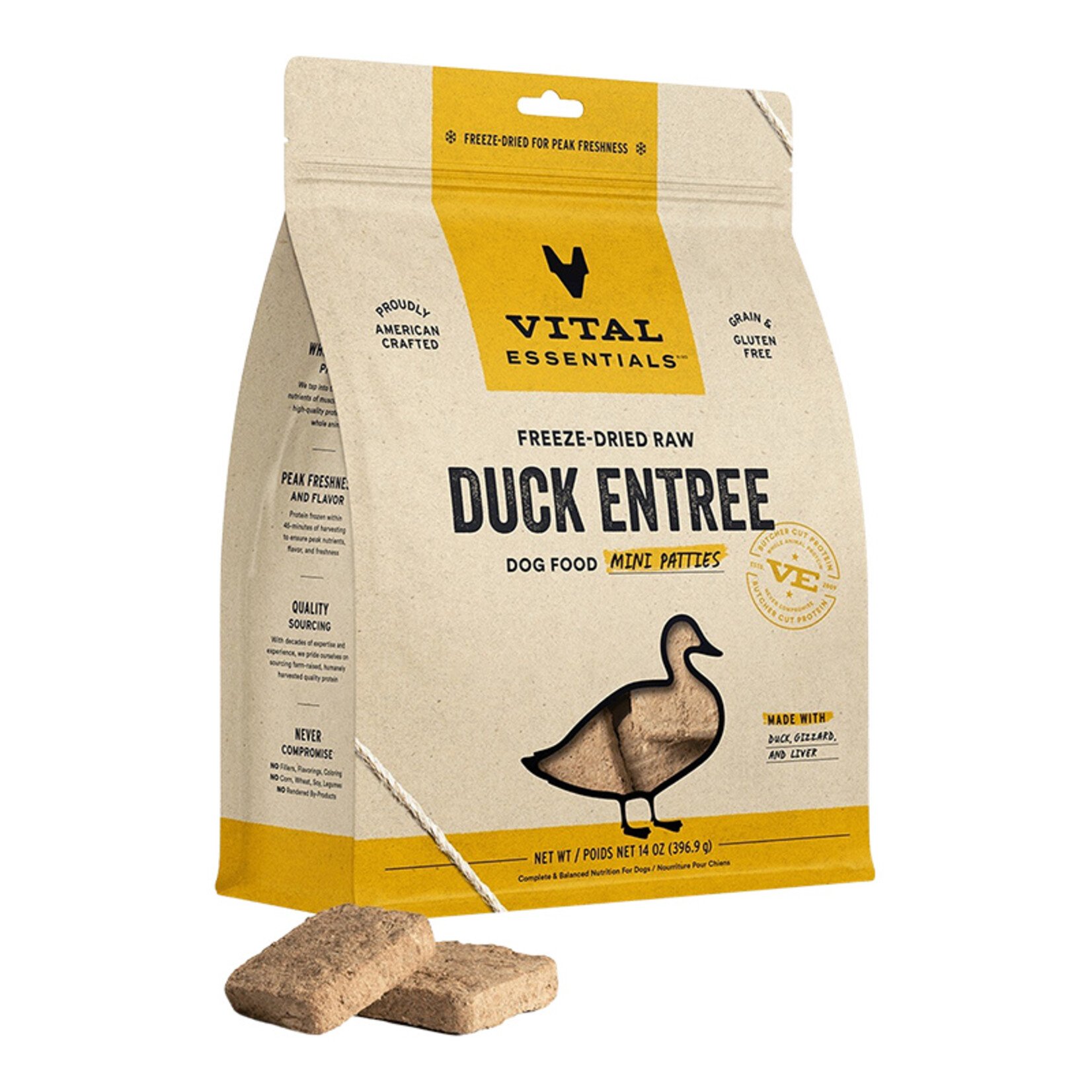 Vital Essentials Vital Essentials Freeze-Dried Duck Mini Patties  14oz