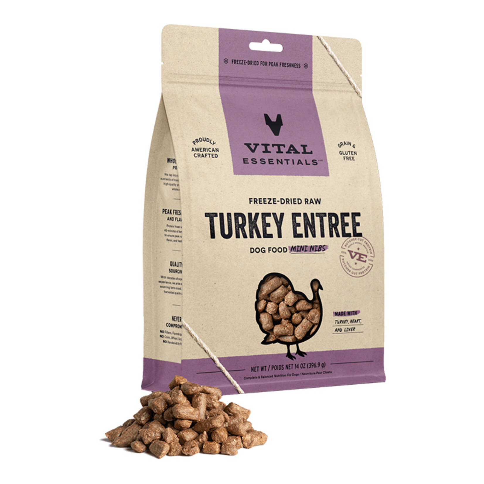 Vital Essentials Vital Essentials Dog Freeze Dried Turkey Entree Mini Nibs 14oz