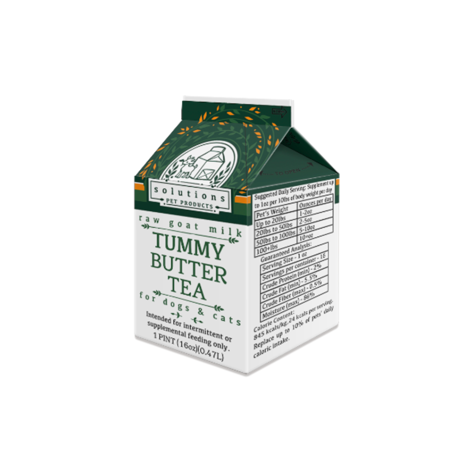 Solutions Pet Solutions Pet Tummy Butter Tea Cultured Raw Goat Milk 1 pint (16oz)