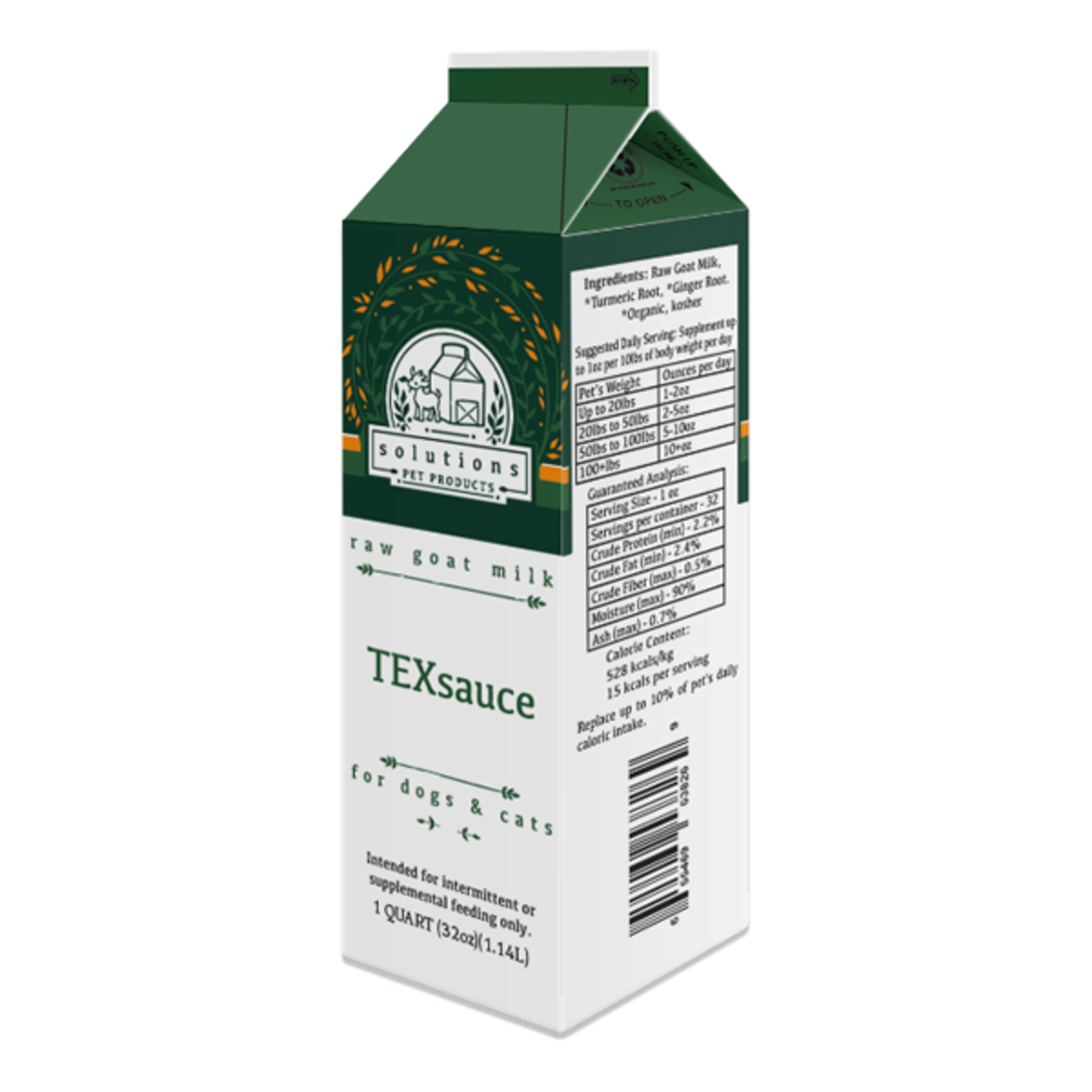 Solutions Pet Solutions Pet TexSauce Cultured Raw Goat Milk 1 quart (32oz)