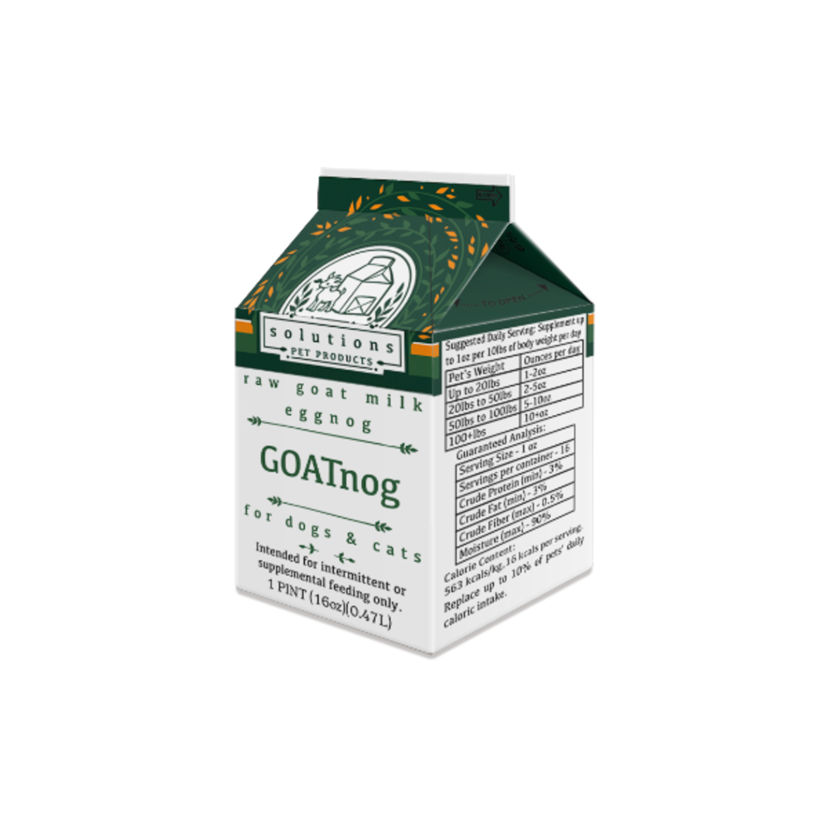 Solutions Pet Solutions Pet GOATnog Cultured Raw Goat Milk 1 pint (16oz)