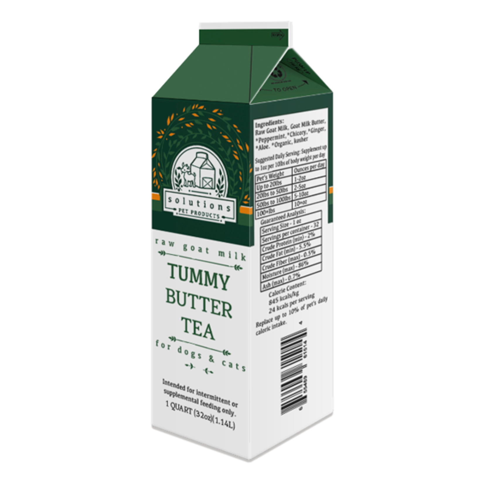 Solutions Pet Solutions Pet Tummy Butter Tea Cultured Raw Goat Milk 1 quart (32oz)