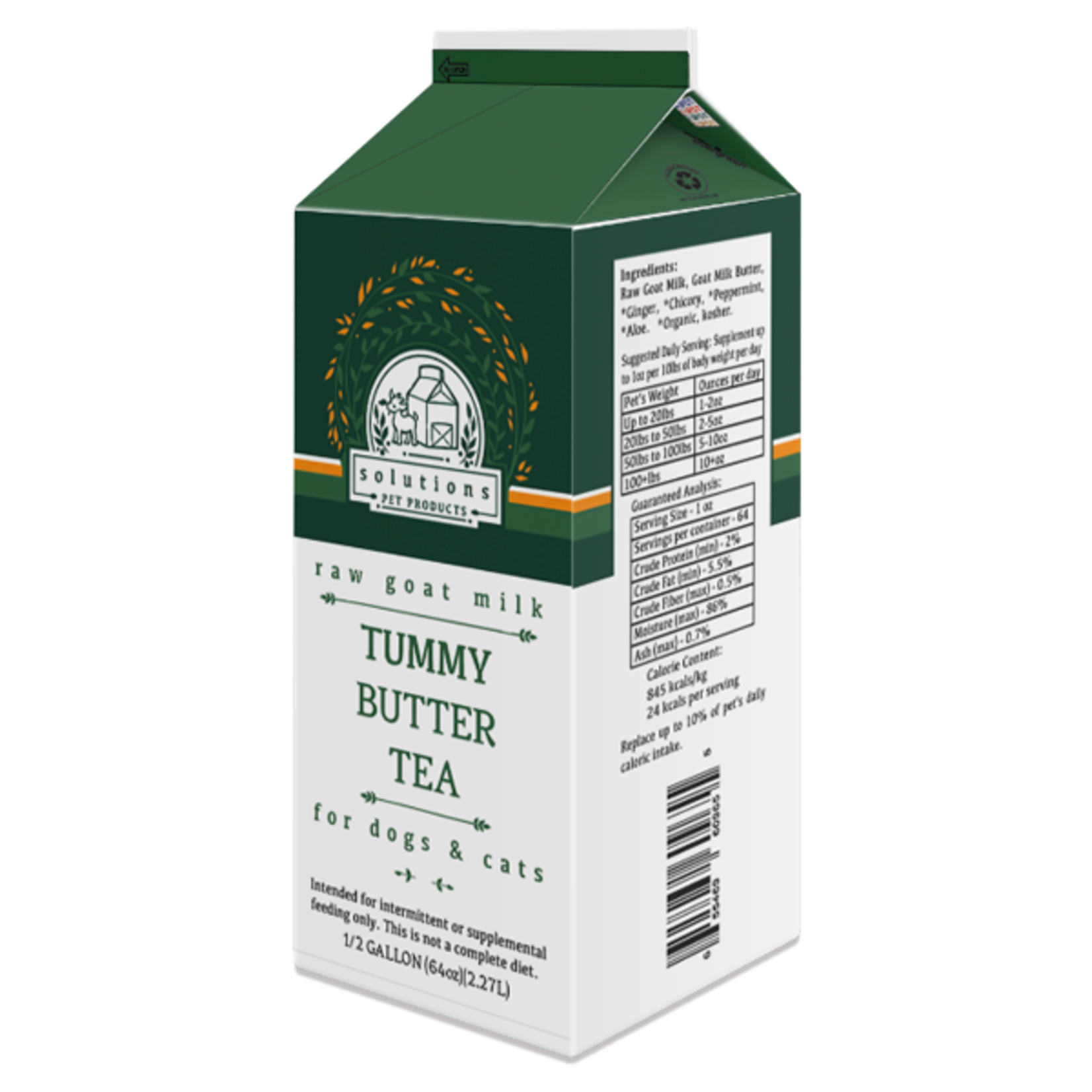 Solutions Pet Solutions Pet Tummy Butter Tea Cultured Raw Goat Milk 1/2 gallon (64oz)