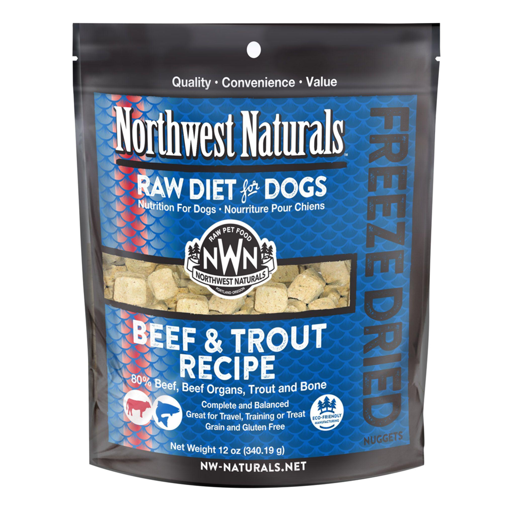 Northwest Naturals NWN Northwest Naturals Dog Freeze Dried Beef and Trout 12oz