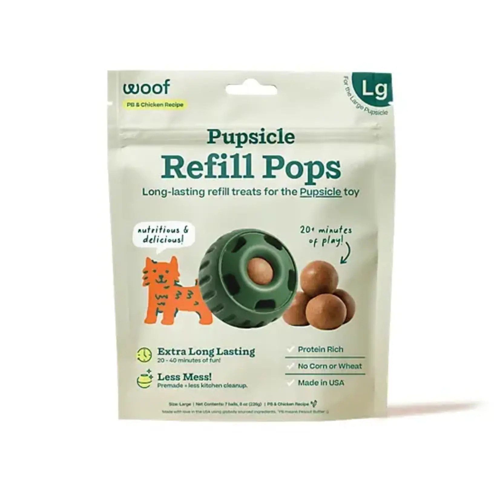 Woof Dog Woof Dog Pupsicle Refill Pops Peanut Butter and Chicken Large 8oz