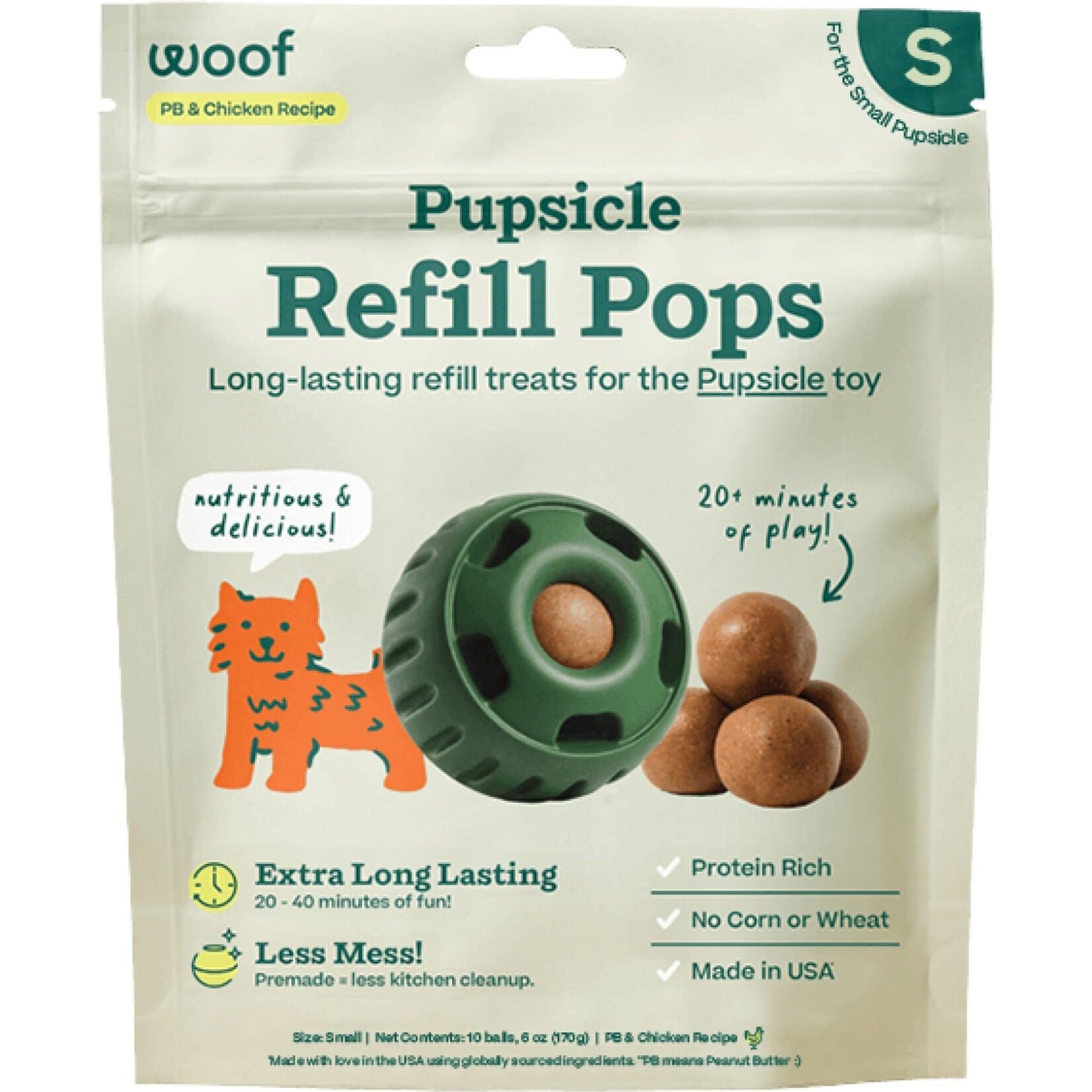 Woof Dog Woof Dog Pupsicle Refill Pops Peanut Butter and Chicken Small 6oz