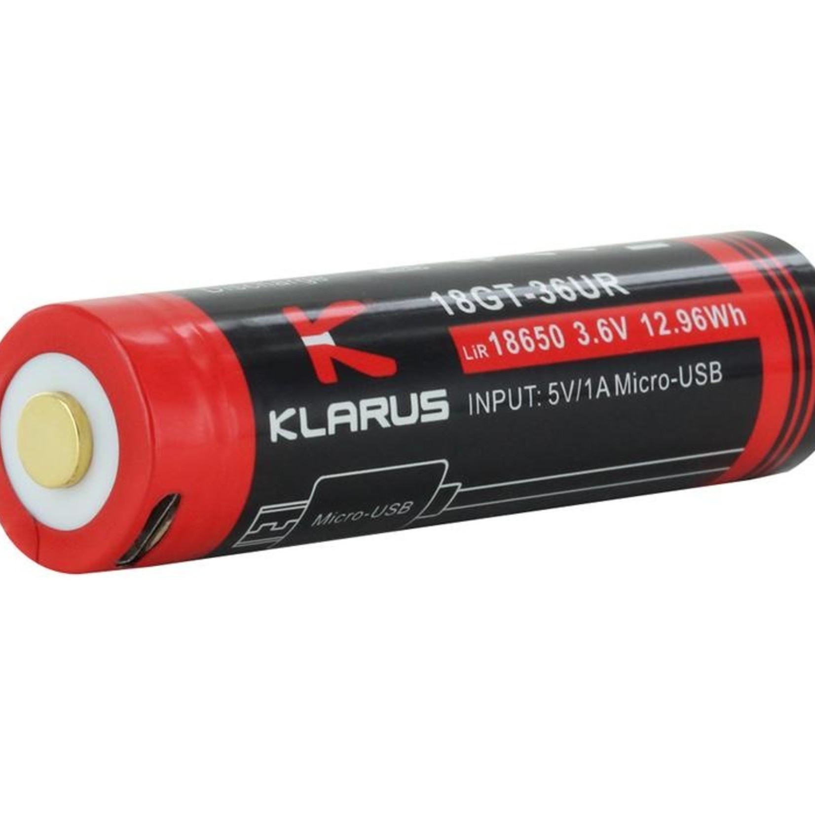 Klarus 3600 mAh Rechargable Battery with USB Port 18GT-36UR 18650