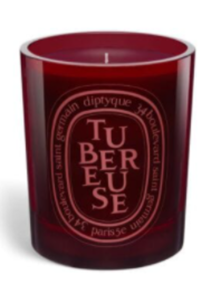 DIPTYQUE TUBEREUSE RED GLASS CANDLE