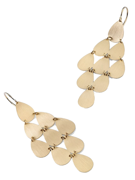 IRENE NEUWIRTH 9-DROP FLAT GOLD EARRING