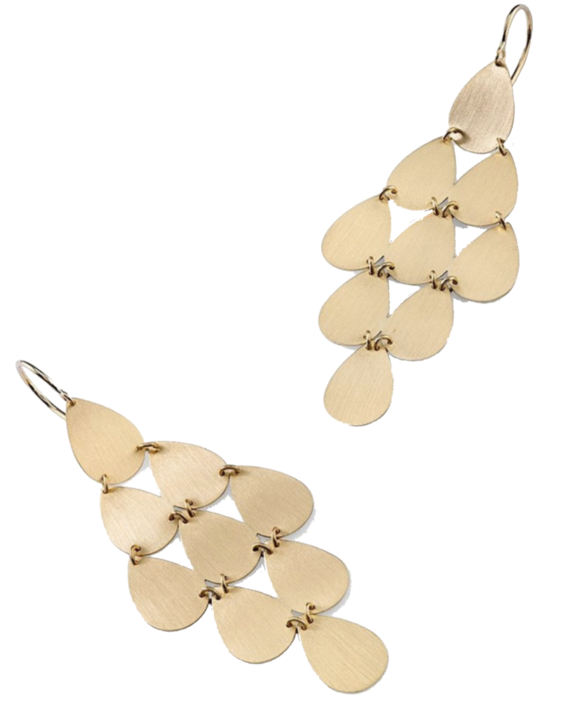 IRENE NEUWIRTH 9-DROP FLAT GOLD EARRING