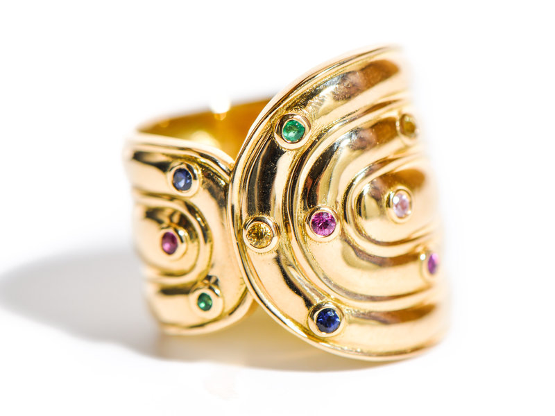 BRENT NEALE CIGAR BAND WITH STONES RING