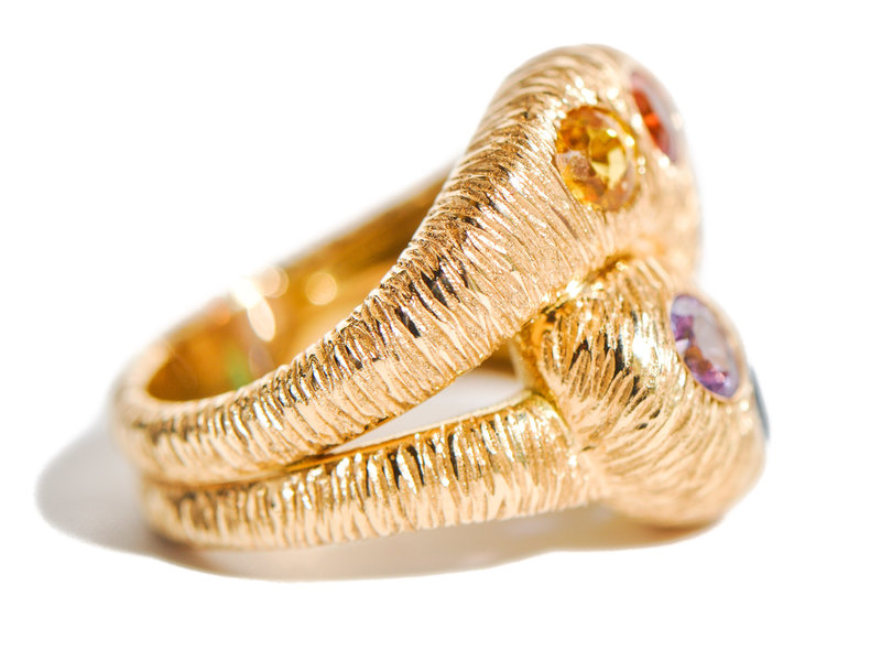 BRENT NEALE TEXTURED MULTICOLOR GEMSTONE KNOT RING