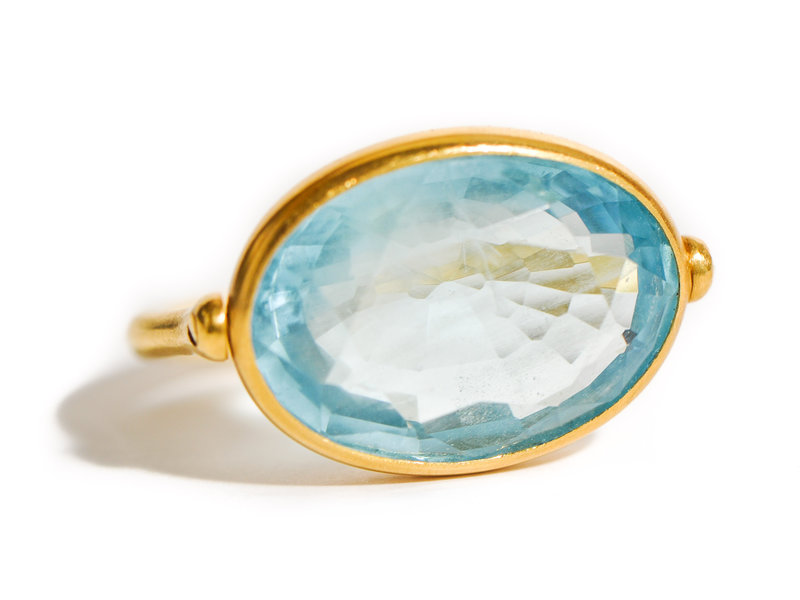 MARIE HÉLÈNE DE TAILLAC AQUAMARINE LARGE SWIVEL RING