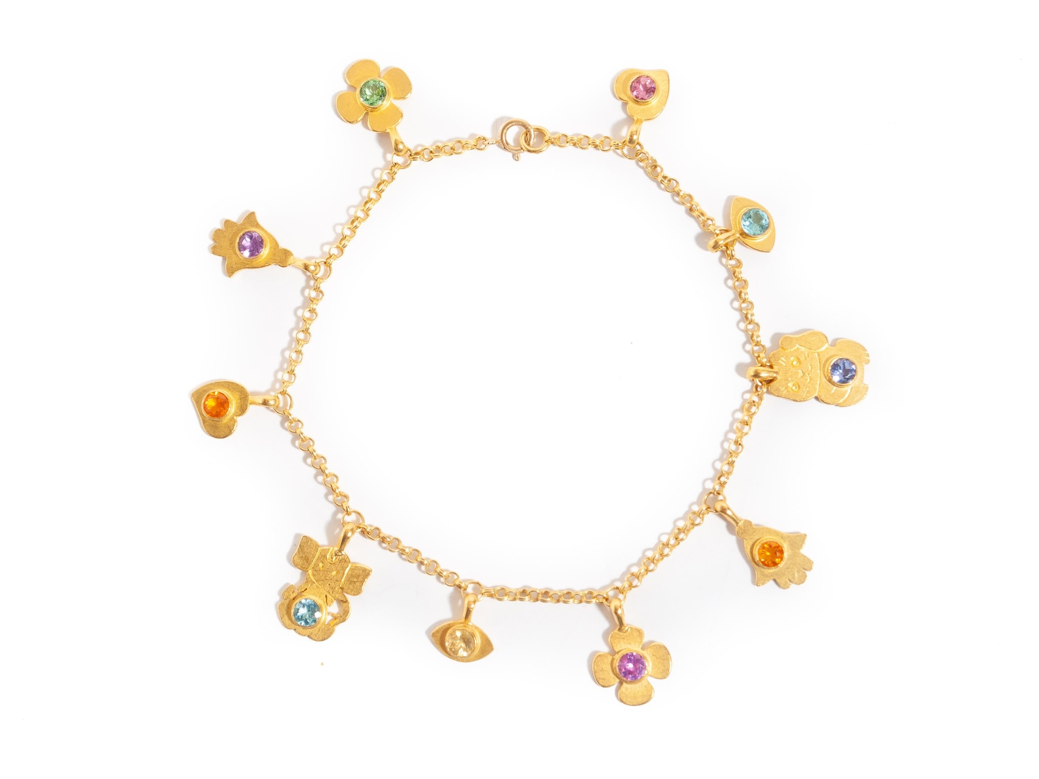Bracelet with three 22K gold coins and three pendants, m… | Drouot.com