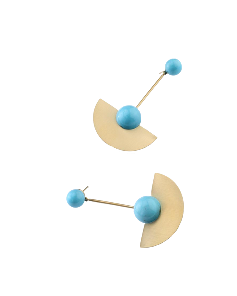 IRENE NEUWIRTH GUMBALL AND GOLD DROP SPHERE EARRING