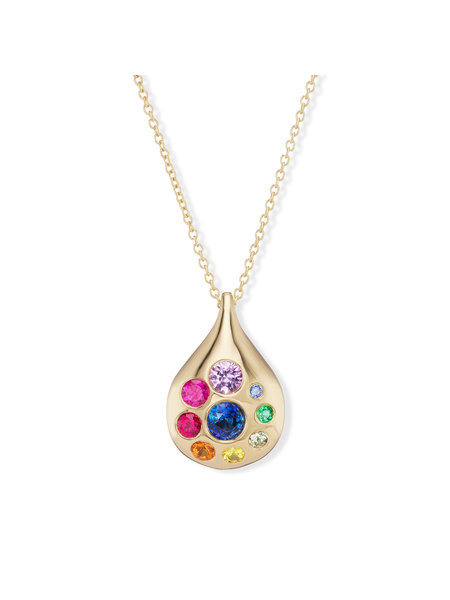 BRENT NEALE MULTI STONE LARGE PETAL NECKLACE