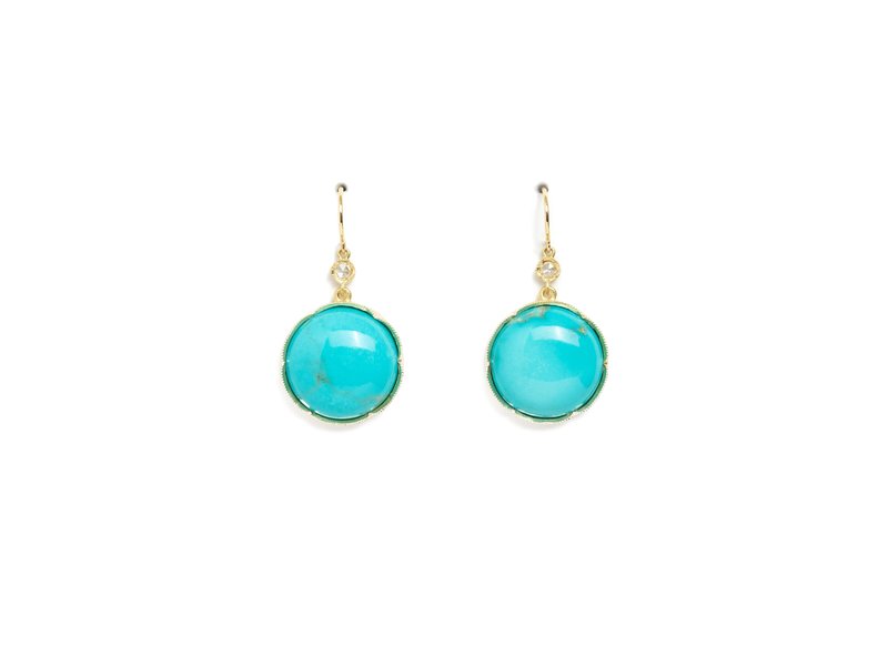 IRENE NEUWIRTH TURQUOISE CABOCHON EARRINGS