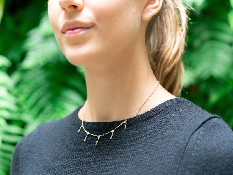 JACQUIE AICHE SPACED OUT HALF BAGUETTE SHAKER NECKLACE