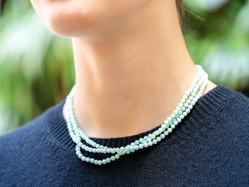 IRENE NEUWIRTH CHRYSOPRASE TRIPLE STRAND NECKLACE